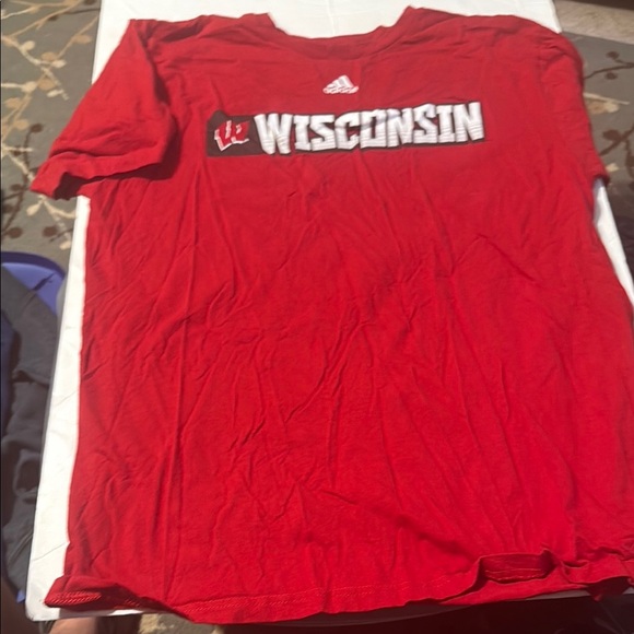 Adidas Red Wisconsin Short Sleeve Tee - Picture 1 of 3